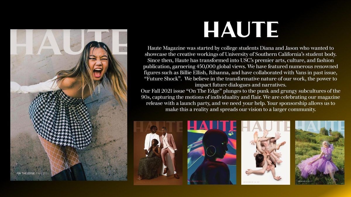 About Haute Magazine slide with past issue covers