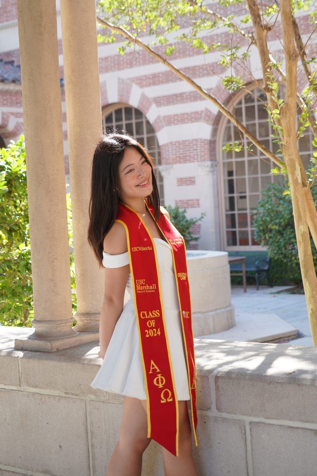 Angela Wang in her USC Class of 2024 graduation stole