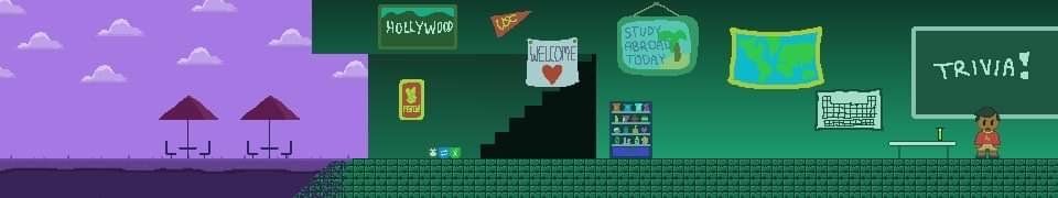 Trojan Odyssey gameplay screen featuring a Hollywood and study abroad themed level with a trivia board